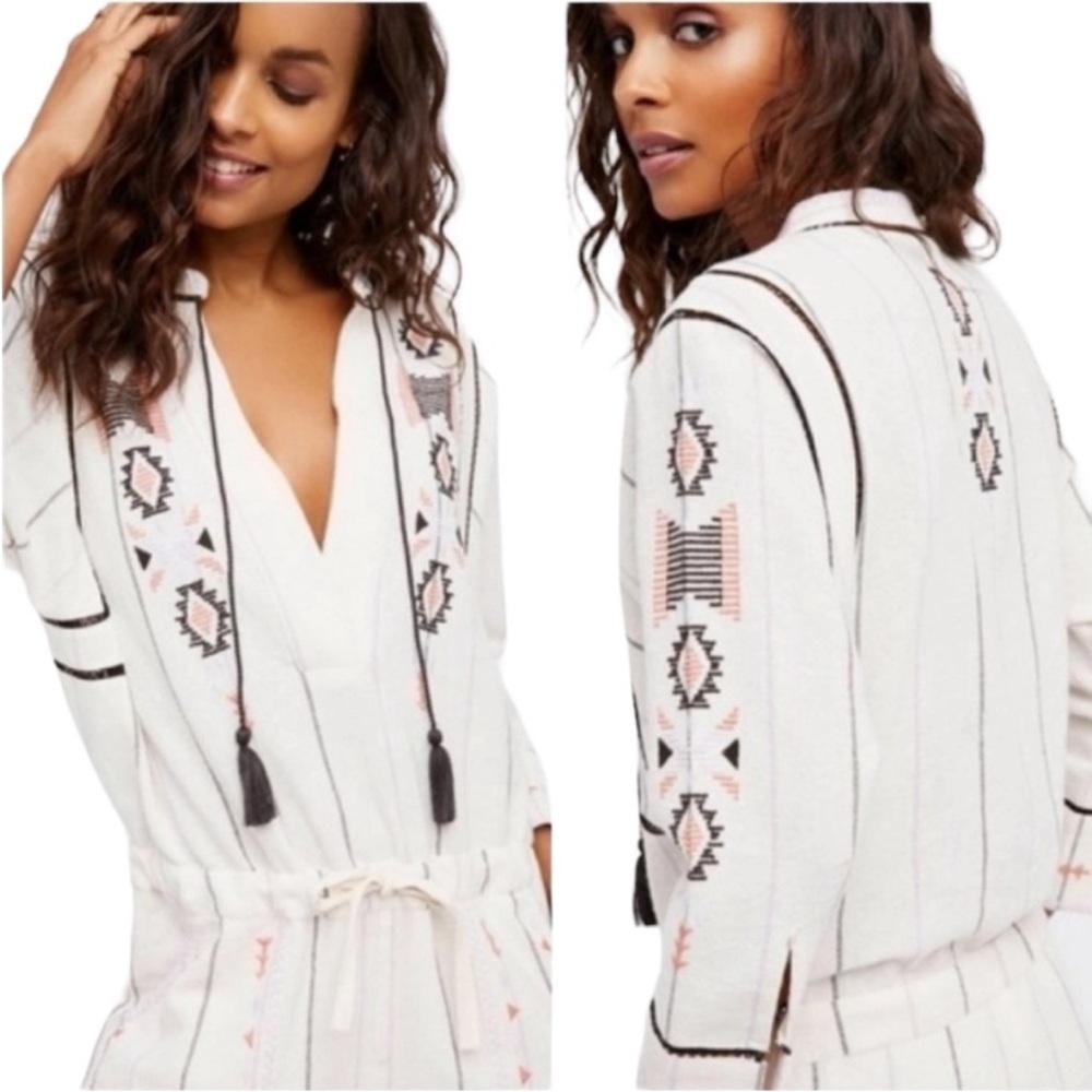Free People Baja Aztec Embroidered Boho
Long Sleeve Romper EC SZXS/TP - Picture 2 of 10